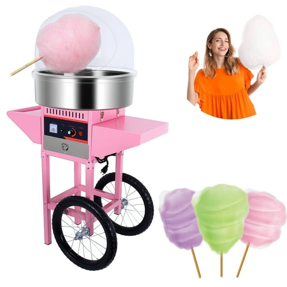 Electric Cotton Candy Machine Cart, Cotton Candy Machine, Commercial Floss Maker with Stainless Steel Bowl, Sugar Scoop, Perfect for Backyard BBQ