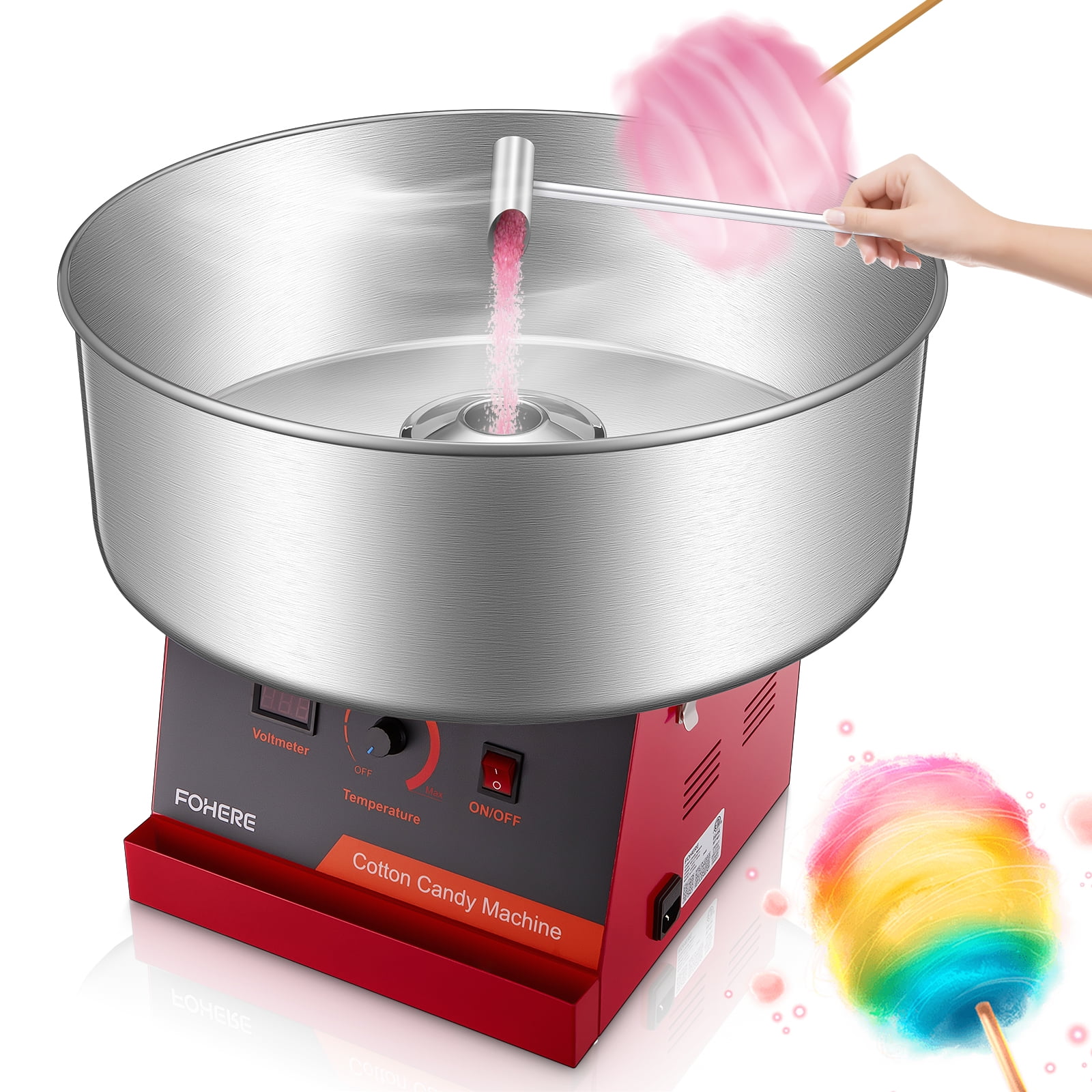 Electric Cotton Candy Machine Commercia, 1000W Cotton Candy Maker with Stainless Steel Bowl, Sugar Scoop, Perfect for Parties, Birthdays, Families, Festivals