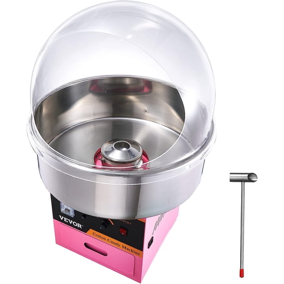 Electric Cotton Candy Machine with Cover, 1000W Commercial Floss Maker w/Stainless Steel Bowl, Sugar Scoop and Drawer, Perfect for Home, Carnival, Kids Birthday, Family Party, Pink