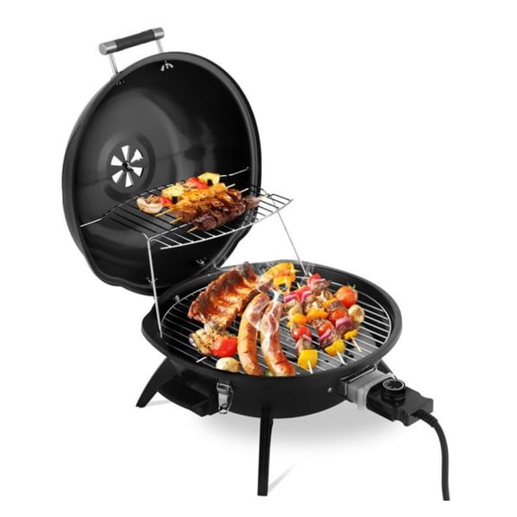 Electric Countertop BBQ Grill, Portable Double Layer Indoor/Outdoor Electric Grill for Indoor & Outdoor Use, 1600W, Black