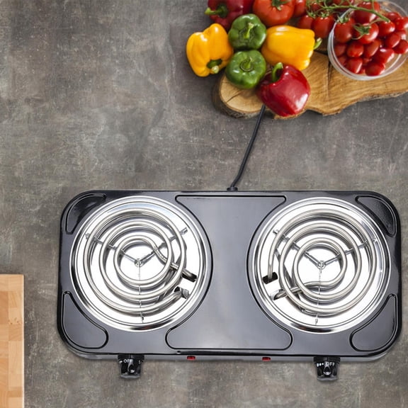 Electric Countertop Burner, Double Burner, 2000W Induction Cooktop, Portable Electric Hot Plate, 5 Level Adjustable Temperature Control Cooking Ranges for Home Dorm Camping Cooking