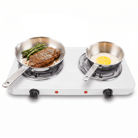Electric Countertop Burner, Double Burner, 2000W Induction Cooktop, Portable Electric Hot Plate, 5 Level Adjustable Temperature Control Cooking Ranges for Home Dorm Camping Cooking