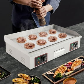 Electric Countertop Flat Top Griddle Food grade Stainless Steel Commercial Kitchen with Adjustable Temperature Control 122-572