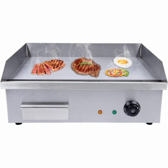Electric Countertop Griddle, 3000W 21.6'' Commercial Heavy Duty Restaurant Tabletop Flat Top Grill Machine Adjustable Temperature Control with US Plug