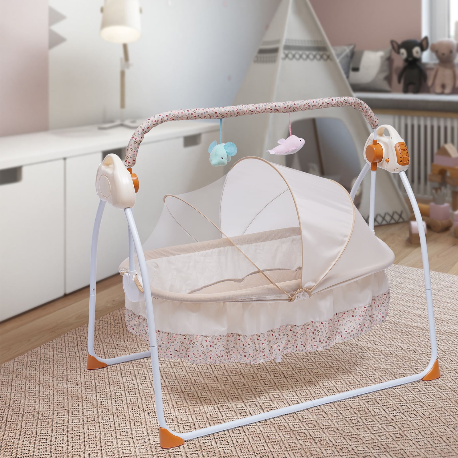 Electric Cradle for Babies 0-18 Months with 180° Lie-Flat Design, Anti ...