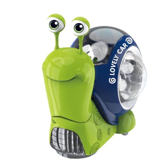 Electric Crawling Snail Toy with Rotating Light Ball, Music & Flexible Silicone Eyes, Interactive Learning Crawling Toy for childrens, Gift for Birthdays and Holidays,Green