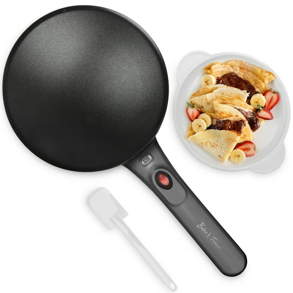 Electric Crepe Maker, 8-Inch Non-Stick Cooking Surface, Crepe Machine with Handle, Instant Crepe Maker, Aqua Color