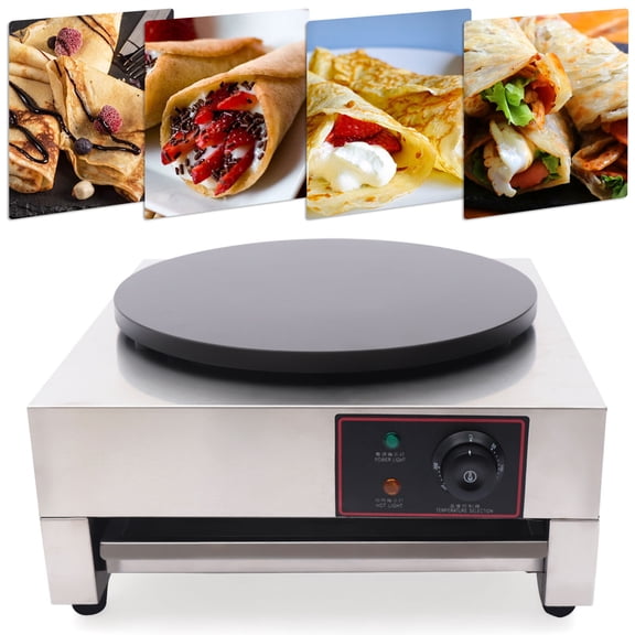 Electric Crepe Maker Machine, 16" Commercial Electric Single Crepe Maker Pancake Baker Machine Nonstick 2.8 kw