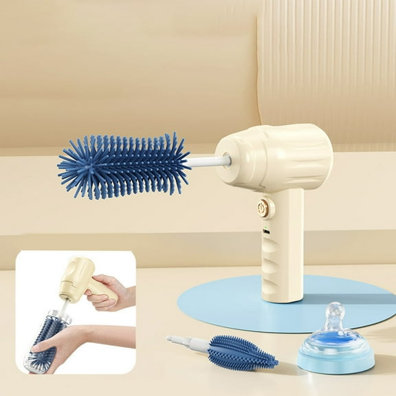 Electric Cup & Bottle Brush Cleaner | Usb Rechargeable Scrubber with 2 Brush Heads | Safe for Bottles, Water Bottles, Jars & Straws