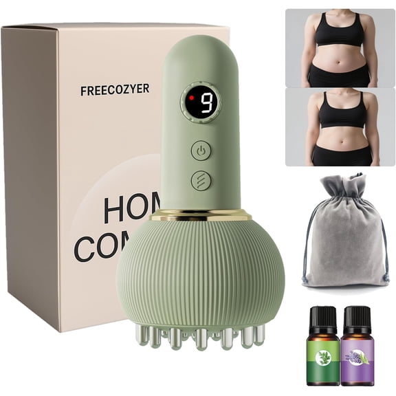 Electric Cupping Massager, Multi-Mode Body Massager with Heat & Light Therapy, Portable Body Contouring Device for Legs, Arms, Belly, Green