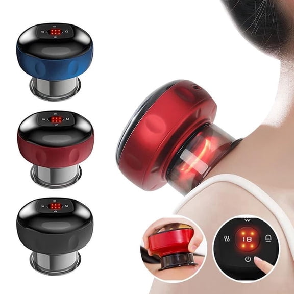Electric Cupping Massager with Red Light & Heat, 2 Modes, 12 Suction Levels, Rechargeable Adjustable Body Massage Device for Muscle Relaxation & Daily Wellness Care
