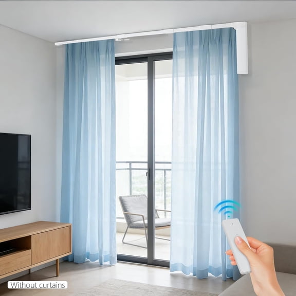 Electric Curtain Track, Retractable Motorized Curtains Rod From 7-10.5ft, Automatic Curtain Opener with Smart/Manual Control, Smart Curtains System for I-Rrail and U-Rail (For 7-10.5ft)