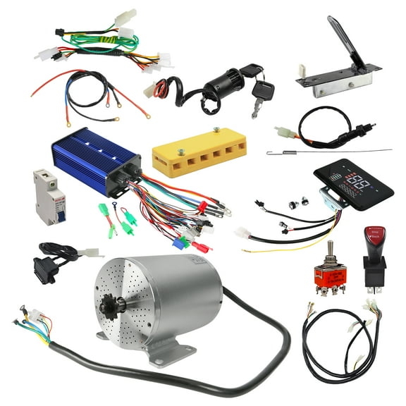 Electric DC Motor, 3000W 72V Brushless Motor Kit 4900rpm High Speed Electric Scooter Motor for Go Kart e Bike Golf Cart Motorcycle with Speed Controller, Throttle Pedal, Keylock
