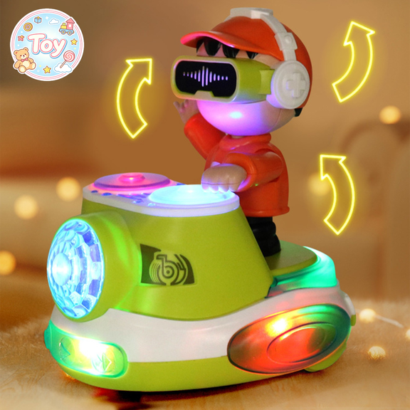 Electric DJ Vehicle Play Toy, Cool Flashing Lights Music Toy Car, Auto Direction Change Avoid Obstacles, Swings Dance Moves, Christmas Birthday Gift Ages 1-3 Toddlers Boys