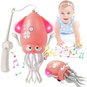 Crawling Baby Toy for Infant Tummy Time, Dancing Octopus Musical Moving Toddler Learning Toys for 6-12 12-24 Months Boys Girls,Pink