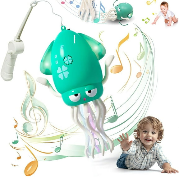 Electric Dancing Octopus Toy,Creative Magic Crazy 8-Leg Action Obstacle with LED Lights & Music, Self-Navigating,Crawling Dancing Automatic Obstacle Sensor Toys (Green)