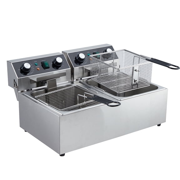 Electric Deep Fryer, 20L Tank Stainless Steel Deep Fryer With Frying Basket & Lid, Temperature Control, Countertop Single Tank Fryers for Home Kitchen