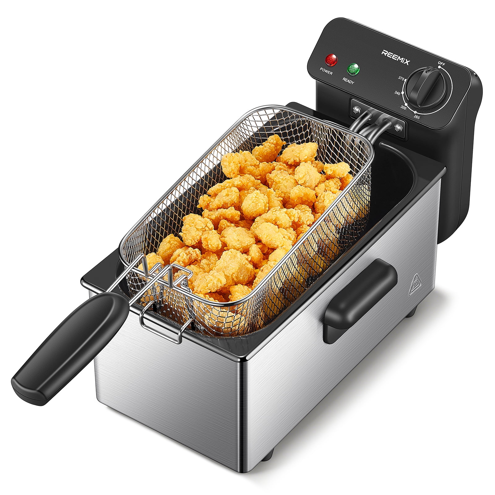 Electric Deep Fryer 3.2Qt Capacity, 1500 Watt Lid with Viewing Window and Odor Filter, Adjustable Temperature, Removable Frying Basket and Easy to Clean Stainless Steel Body, Silver