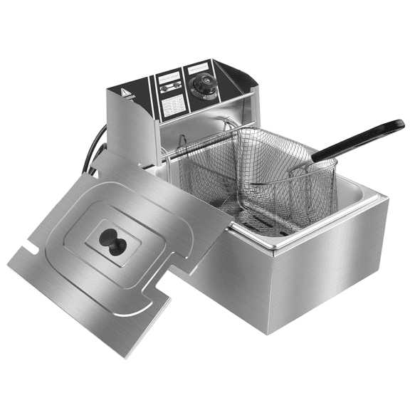 Electric Deep Fryer  6L Large Capacity Deep Fryer with Detachable Basket, Adjustable Temperature Control, 1600W Stainless Steel Commercial Fryer for Restaurant & Home  Perfect for Chicken, Fries