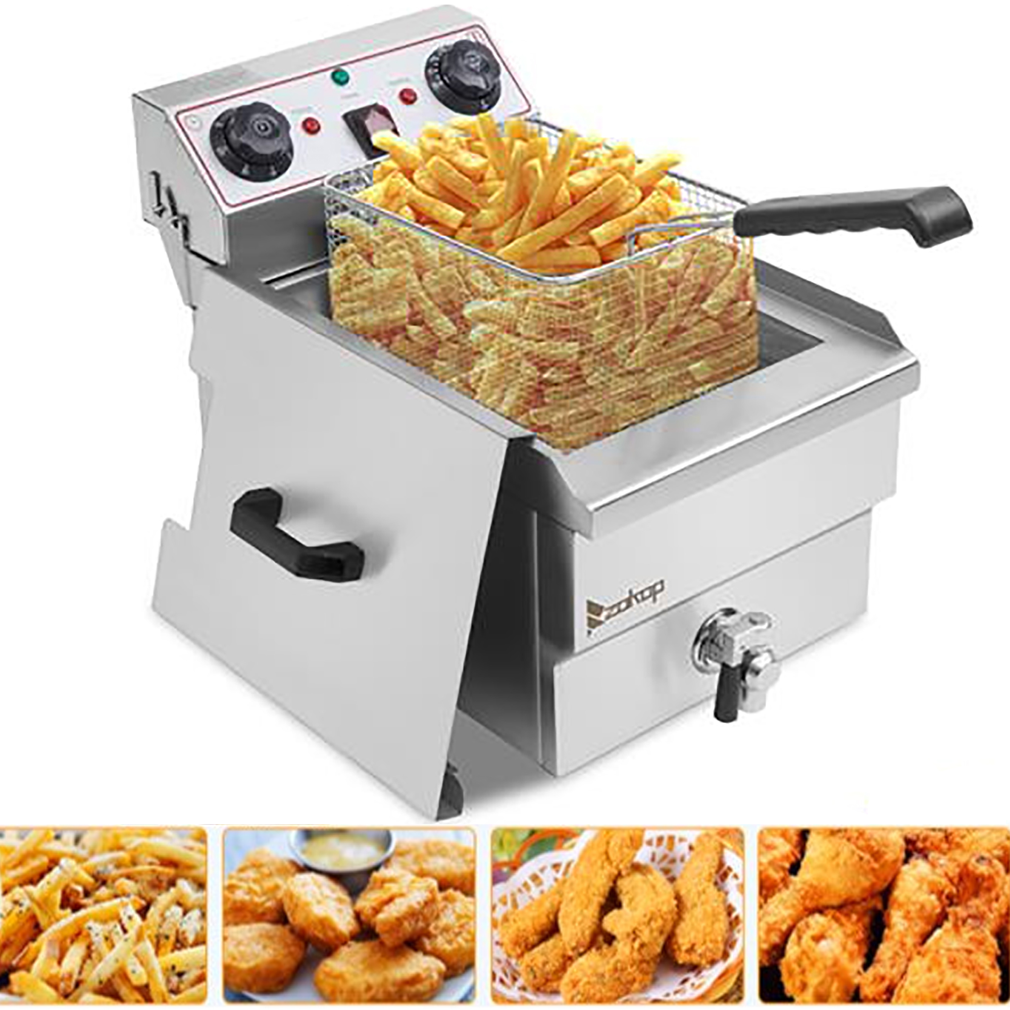 Electric Deep Fryer with Basket, 11.8L 1700W Stainless Steel Faucet