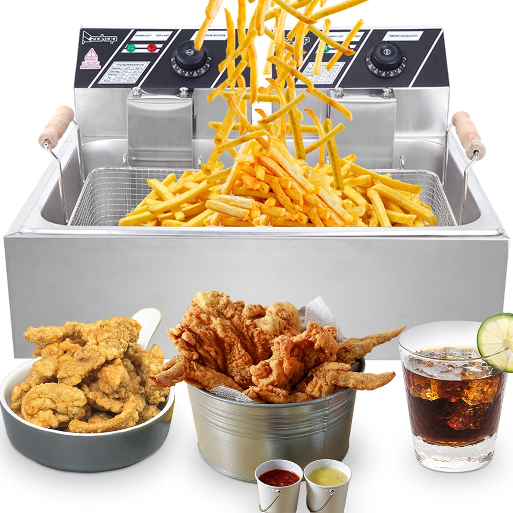 6.3QT/6L 2500W MAX Deep Fryer, Stainless Steel Thickened Cylinder Single  Electric Fryer with Basket, Chicken Chips Fryer for French Fries Home  Kitchen