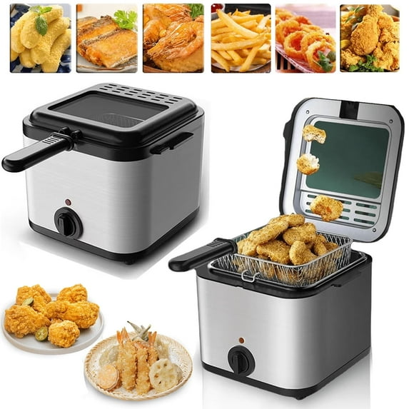 Electric Deep Fryer, The Most Compact & Convenient To Deep Fry Comfort Food, Restaurant-Style Basket With A 2.64-Quart Capacity, Easy-View Window & Adjustable Temp Control, Stainless 2.5 L