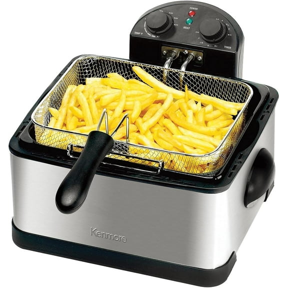 Electric Deep Fryer - Grease & Odor Filtration, Simple Temperature Control, Elctrica Freidoras For Home Use, 3 Baskets For Frying French Fries, Chicken Wing, 4 Liter Capacity Stainless Steel