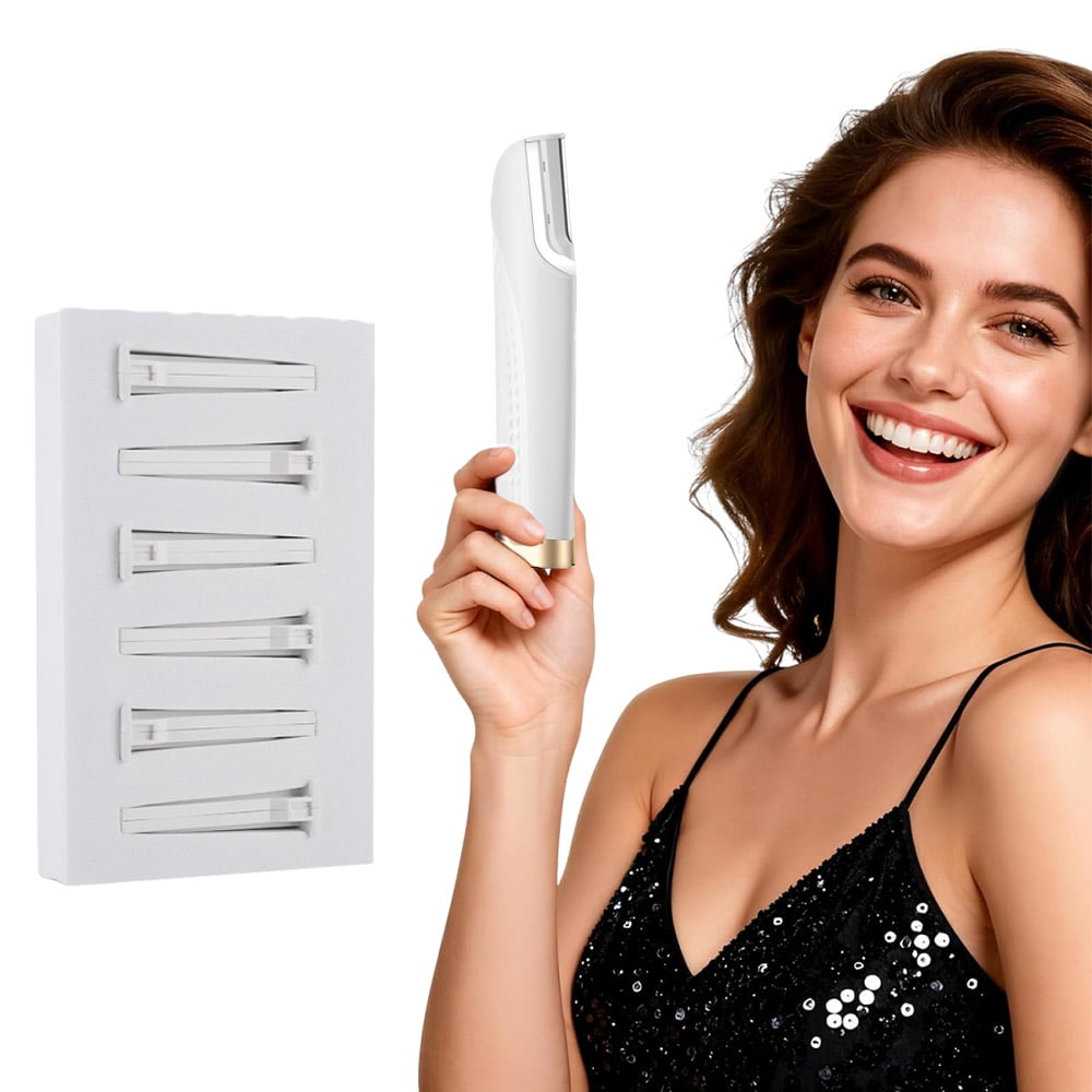 Electric Dermaplane Razor, LED Light Dermaplaner with 6 Refill Dermablades, Dermaplaning Tool for Face,  Facial Hair & Peach Fuzz Remover for Women