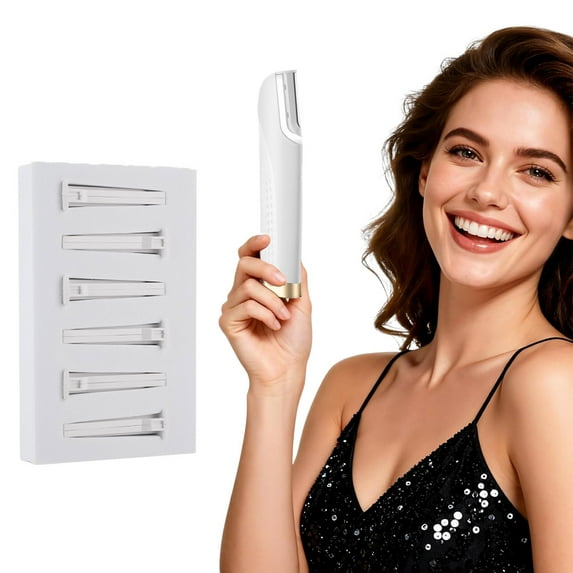 Electric Dermaplane Razor, LED Light Dermaplaner with 6 Refill Dermablades, Dermaplaning Tool for Face, Facial Hair & Peach Fuzz Remover for Women