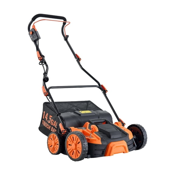 Electric Dethatcher Scarifier, 16-Inch 15 Amp Corded Lawn Tool with Thatch Bag