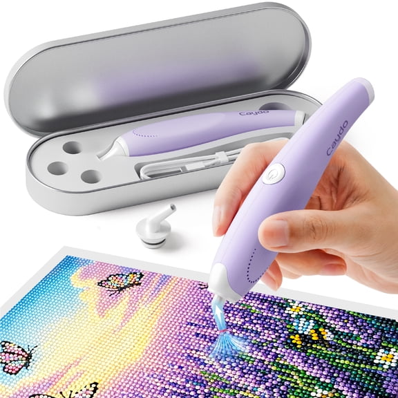 Cordless Electric Diamond Art Painting Pen, E-Painter for Diamond Art - Ergonomic Vacuum Tool with Multi-Tips, Diamond Art Accessories Tools for Setting Diamond Without Wax(Purple)