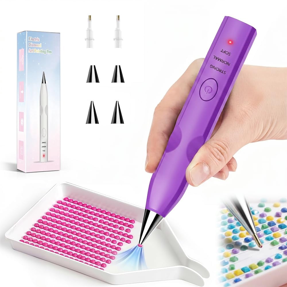 Electric Diamond Art Painting Pen Kit, Rechargeable Drill Pen with Multiple Tips, Ergonomic Diamond Painting Tools for Adults and Craft Enthusiasts