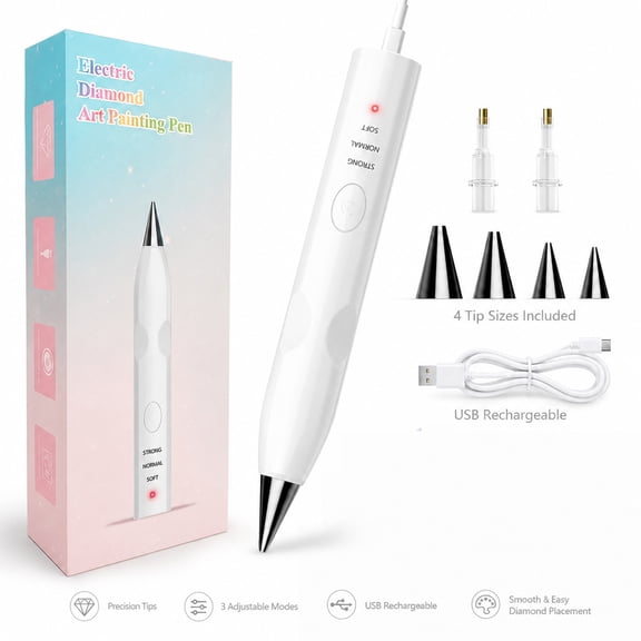 Electric Diamond Art Pen 3 Speeds USB Rechargeable Drill Tool Kit for Handmade Holiday Art Project Gift