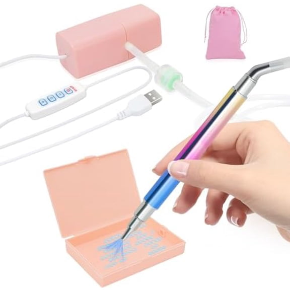 Electric Diamond Art Pen for Diamond Painting, Vacuum Diamond Art Pen with Storage Tray, Accessories Tool for Setting AB Stones Without Wax, Quiet and Long-Lasting (Pink)