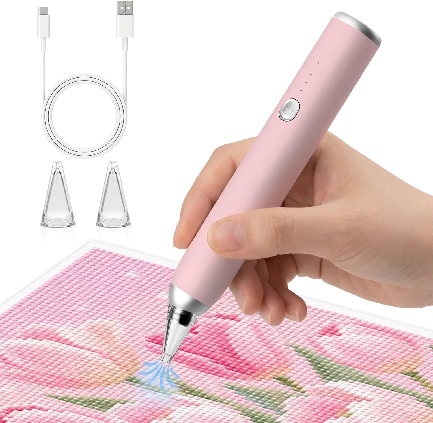 Electric Diamond Art Pens - Cordless Diamond Painting Pen Low Noise, Rechargeable 3-Speed Diamond Art Accessories for Crafts Lovers, Adults & Kids
