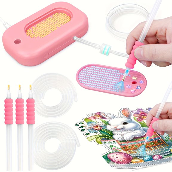 Electric Diamond Art Pens Tools Usb Powered Diamond Suction Device For CraftNot Included Batterys and Plug,PINK