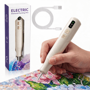 MYMULIKE White Rechargeable Diamond Art Drill Pen Kit, 2 Speed Electric Pen with Built-In Lighting for DIY Craft, Ideal Gift for Craft Lovers