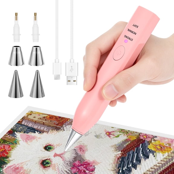 Electric Diamond Painting Pen with 4 Drill Nib,Diamond Art Pen Rhinestone Art Painting Pen Vacuum Rhinestone Art Pen Kit Rechargeable Multipurpose for Adults DIY