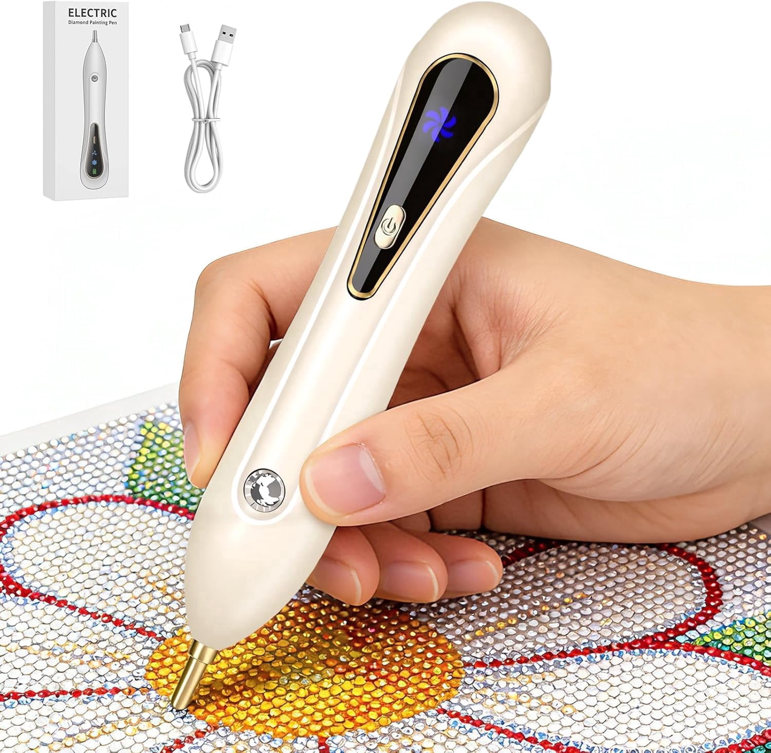 Electric Diamond Painting Pen with Adjustable Suction, Cordless Rechargeable Vacuum Rhinestone & Crystal Picker Tool for Round, Square & AB Drills, Low Noise Pro Diamond Art Accessories
