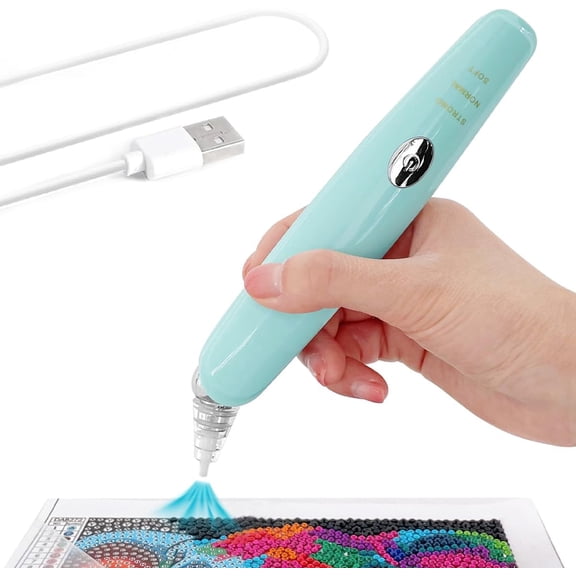 Electric Diamond Painting Pen, Adjustable Suction Mode, Wireless Diamond Art Painting Pen with Vacuum Pump for Adult, DIY Art Tool Kits (Green)