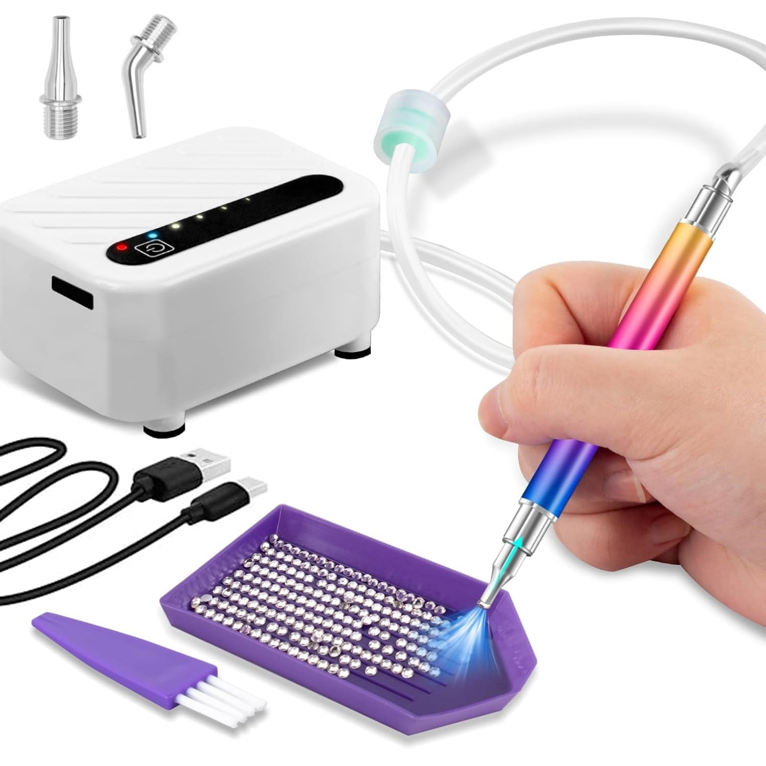 Electric Diamond Painting Pen, Diamond Art Accessories Vacuum Diamond Art Pen with Rechargebale Battery, Diamond Painting Accessories 3 Suction Modes & Indicator Lights for Adults Kids