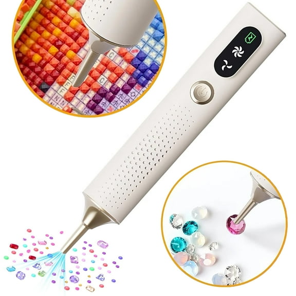 Wiher Diamond Painting Pen, Vacuum Diamond Art Pen no Wax Needed, Cordless & Quiet, Rechargeable Battery, Lightweight Design, Diamond Art Accessories for Adults, Gift for Diamond Art Fan, White