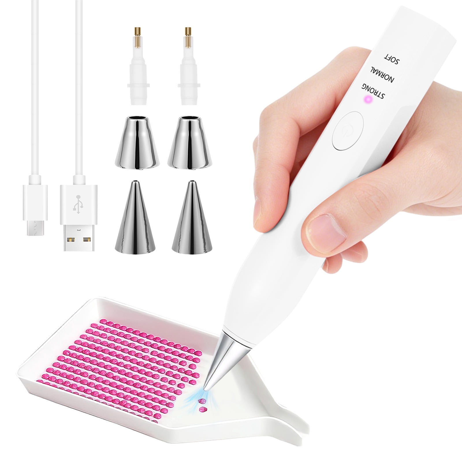 Electric Diamond Painting Pen with 4 Drill Nibs, Rechargeable Vacuum Rhinestone Art Pen Kit – Multipurpose Portable Tool for Adults DIY