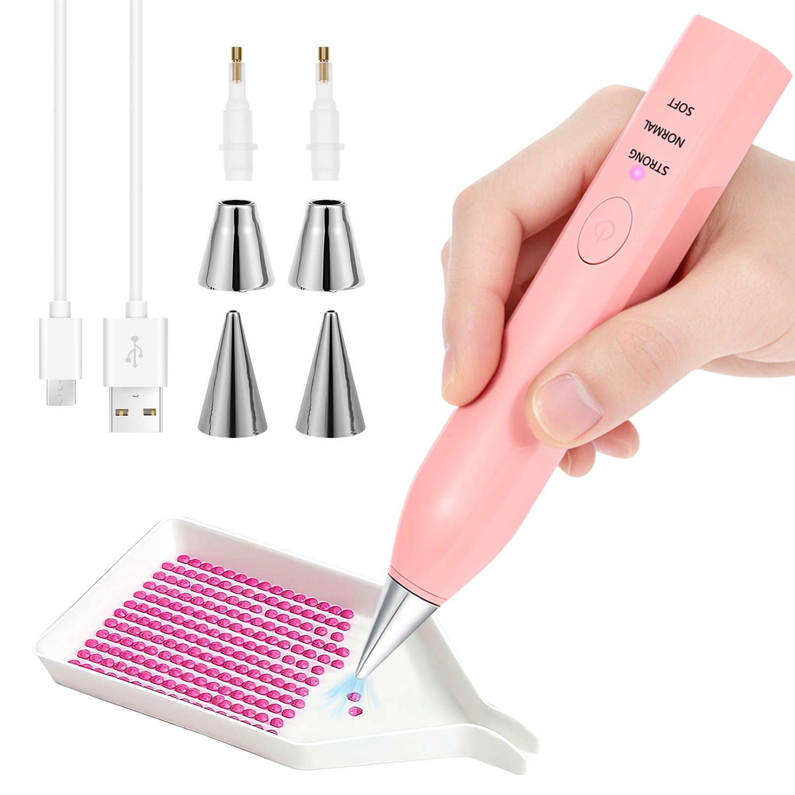 Electric Diamond Painting Pen with 4 Drill Nibs, Rechargeable Vacuum Rhinestone Art Pen Kit – Multipurpose Portable Tool for Adults DIY