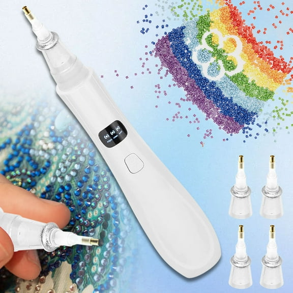 Electric Diamond Pen | Adjustable Electric Rhinestone Applicator Tool - Powerful Motor for Quick Precision Placement | Ergonomic Silicone Grip | Art Craft Brush for DIY, Crafts, Kids & Adults | 20CM