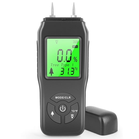 Electric Digital Moisture Meter 2 Pin Precision Moisture Tester with LCD Display Water Leak Damp Detector Portable Humidity Tester for Wood Logs Firewood Hardwood