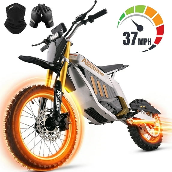 Electric Dirt Bike with 3000W Motor, Tcdjtc Electric Motorcycle with 37MPH Max Speed, Kids & Adults Dirt Bike for Ages 13 and up, Kids Motorcycle with 50 Miles Max Range, Dual Hydraulic Disc Brakes