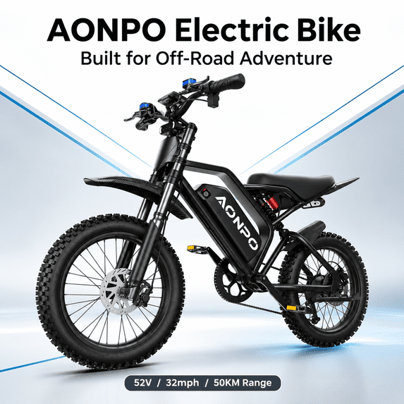 Electric Dirt Bike AONPO B20Ultra – Electric off-Road bike for Outdoor,52V 20Ah Battery Motorized Dirt Bikes, LCD Display with NFC Unlock, Gift for Him