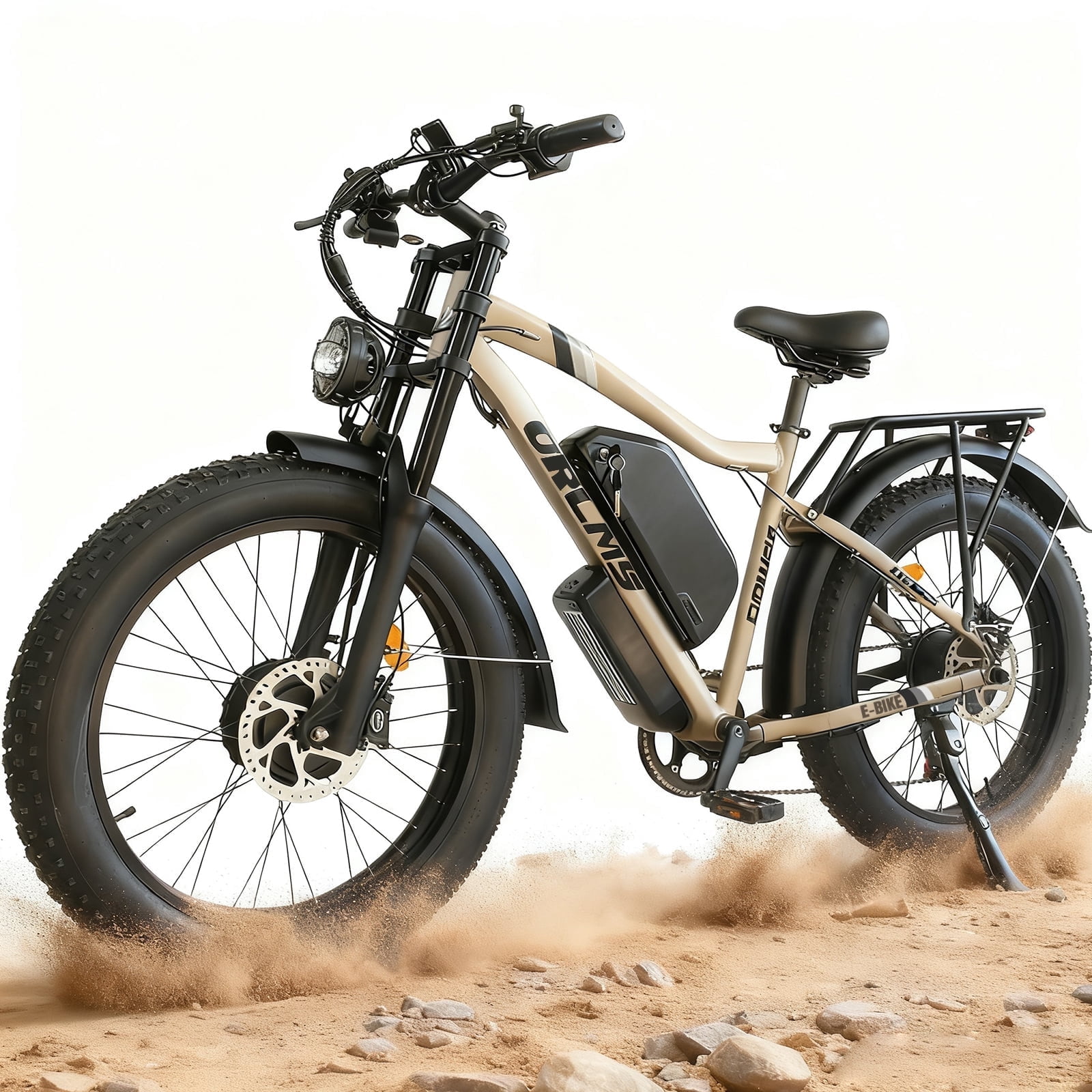 Electric Dirt Bike for Adults,5000W Peak 52V 25AH Dual Motor Ebike,40-50MPH E-Bicycle,24" Fat Tire All Terrain,Front Suspension & Hydraulic Disc Brake,7-Speed Long Range for Gift
