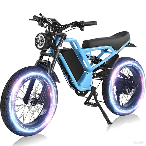 Electric Bike for Adults,1500W,48V 18AH Removable Battery,20" Fat Tire Ebike,Disc Brakes,60 Miles Range,Blue